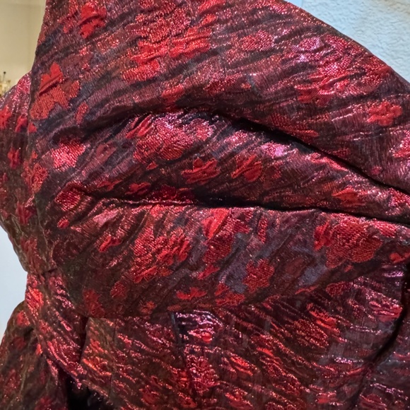 Mac Duggal Brocade Off-Shoulder Bow Mini Dress 8 RUBY - Picture 4 of 8